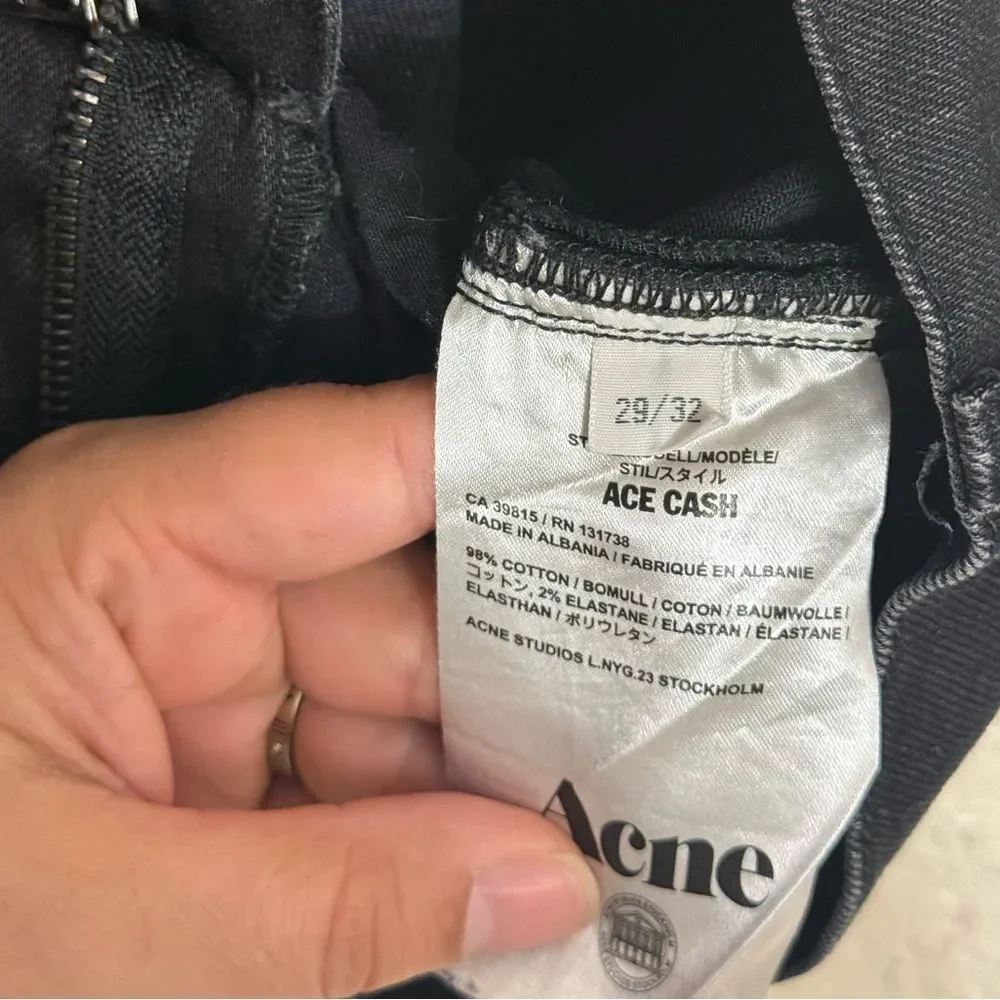 ACNE STUDIOS ACE CASH JEANS MENS- SIZE 29/32 BLACK COLOR